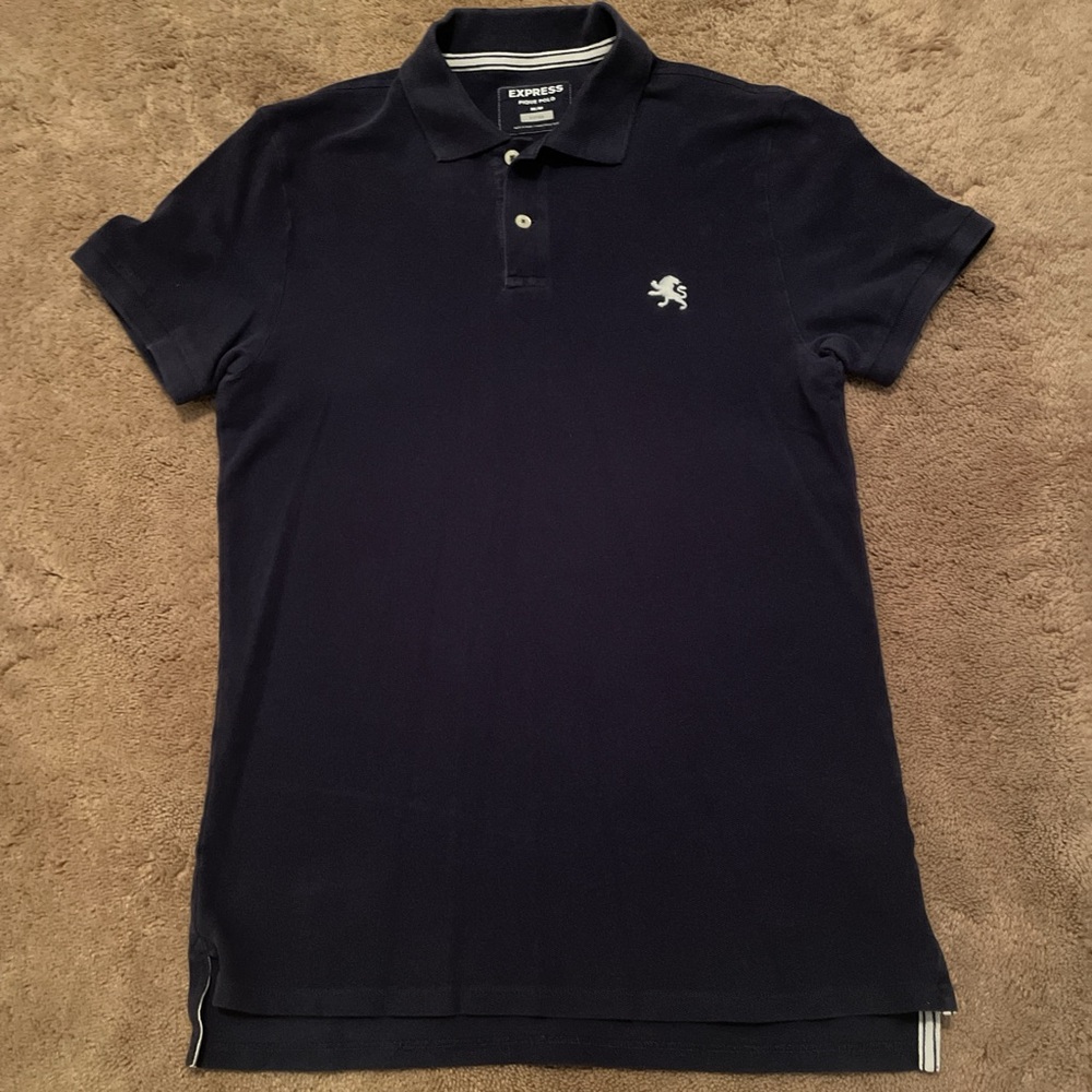 Express Men's Navy Polo with Lion Emblem